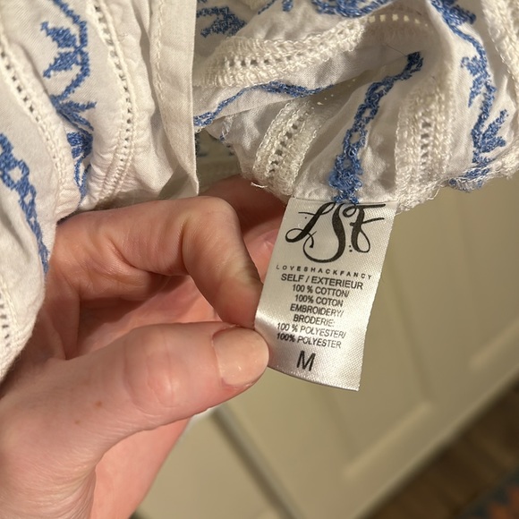 LoveShackFancy Frida Off-The-Shoulder Embroidered Top *small flaw see last pic - Picture 8 of 10